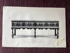 Antique 1915 Print, Panelled Oak Side Table, circa 1700, Mallett & Son, Bath