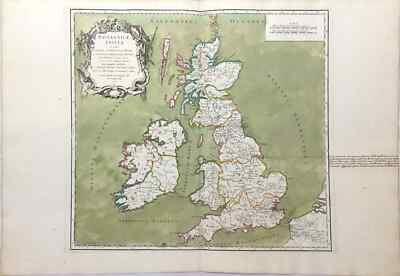 1750, Sanson, Vaugondy, Britannicae Insulae, England, Wales, Scotland...