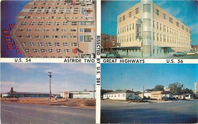 c1950s Hotel Parrish Multiple Views, Great Bend, Kansas Postcard