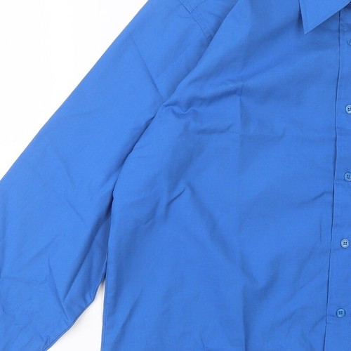 Madison Mens Blue Polyester blend Size 16.5 Collared - Picture 11 of 12