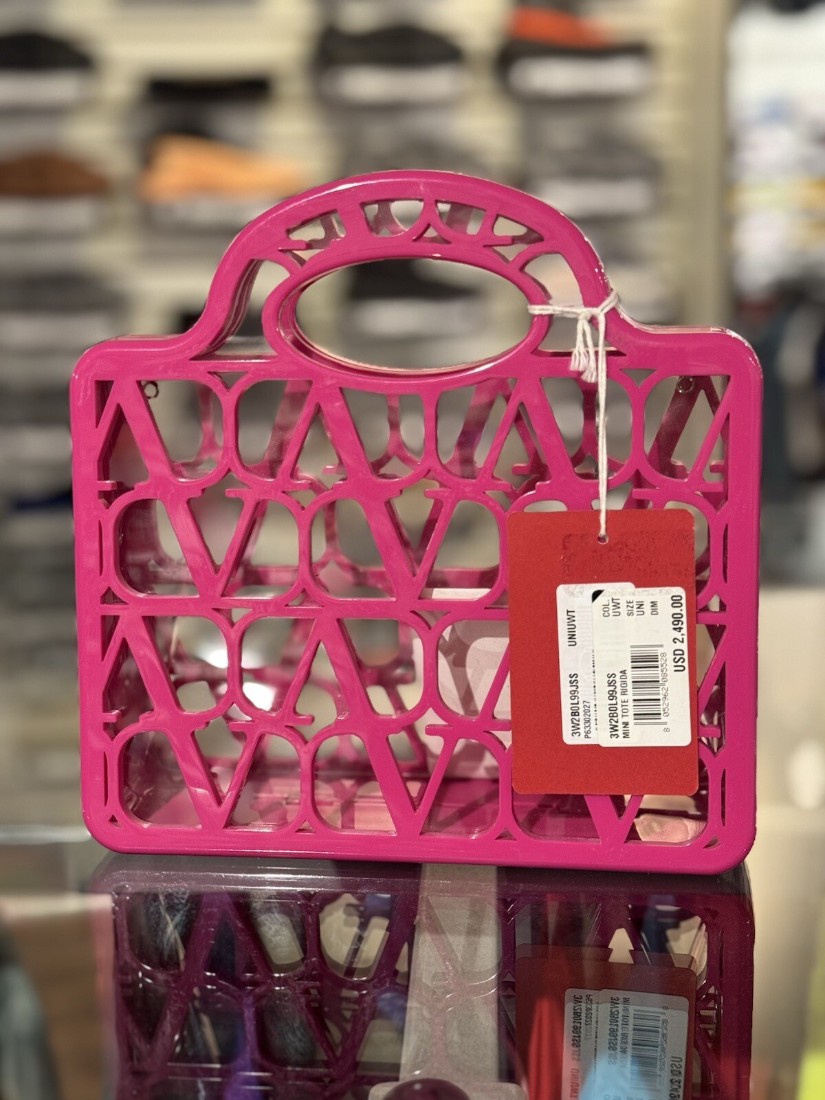 Valentino Garavani Acrylic Handbag Mini Tote Rigida Pink New Missing Chain
