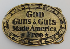 1978 Belt Buckle God Guns  Guts Made America Free 414 Great American Co