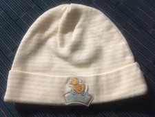 Gerber Beginnings Newborn 0-6 months 100 Cotton Yellow White Striped Cap 71810