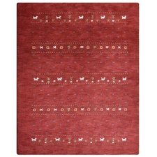 Eco-Friendly Hand Knotted Loom Wool Area Rug Contemporary Red BBH Homes BBL00585