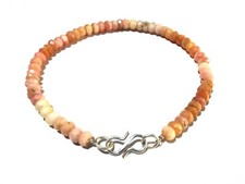 Pink Opal Shaded charm bracelet adjustable Rondelle Faceted Gemstone Beads 7"