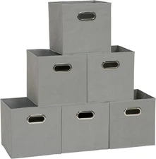 Household Essentials Foldable Fabric Storage Cubes 6 Pack 11"x11"x11" Dove Gray