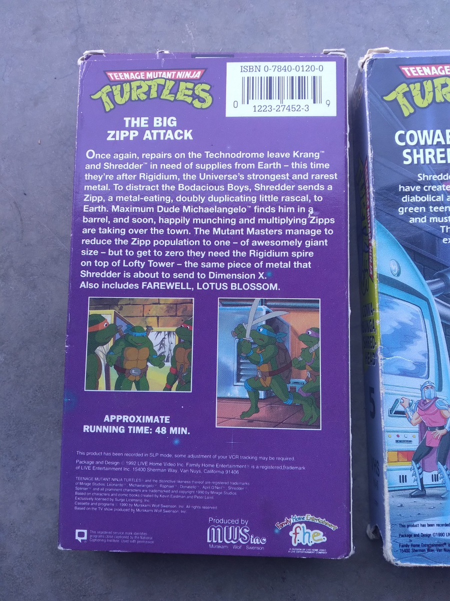 Vintage Teenage Mutant Ninja Turtles VHS The Big Zipp Attack