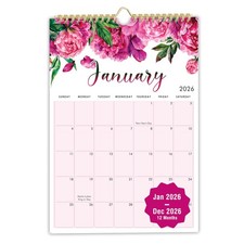 2026 Wall Calendar,12 months large floral Calendar runs from Jan 2026 - Dec 2...