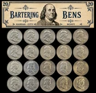 one $10 Roll of 20 Ben Franklin 50c 90% Silver Mixed Dates VF to AU