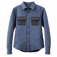 BAND OF OUTSIDERS Wool Shirt Jacket Shacket Sz 1 Blue Colorblock Quiet Luxury