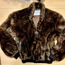 St. John  s Collection Faux fur Coat L Toasted Leopard LUXURY Bomber Jacket