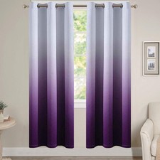Light Blocking Gradient Color Curtain Panels Purple Ombre Blackout Curtains Room