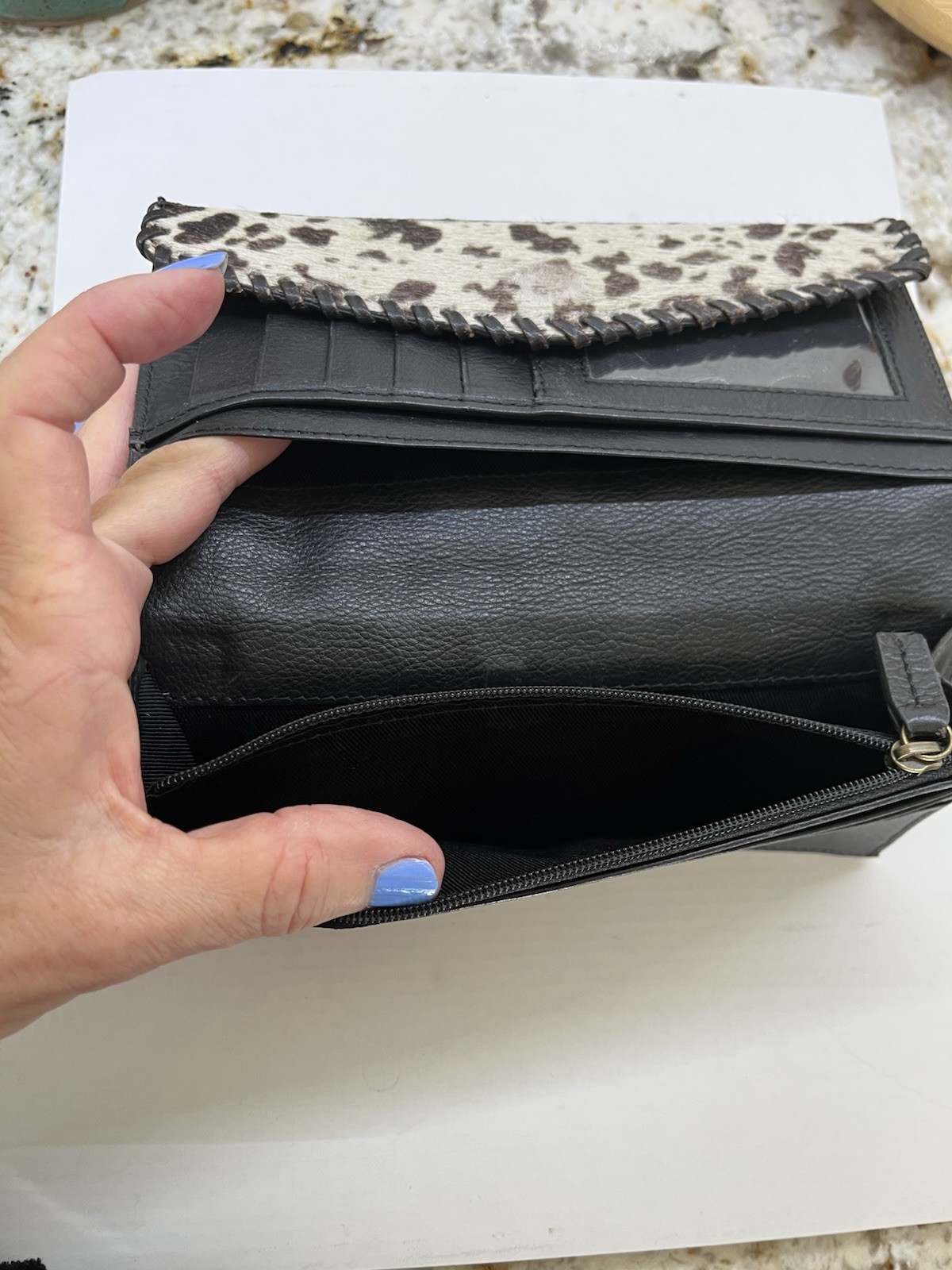 Cowhide Leather Wallet Western Brown White Envelope Style