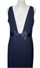 Preview Collection Dress 12 Navy Blue V-back Bow Sheath Maxi Classic Wedding