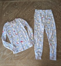 Pottery Barn Kids Winter Penguin Cotton Tight Fit Pajama Set Sz 4 Blue
