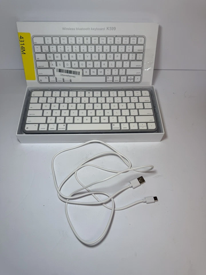 Wireless Bluetooth Keyboard K599 Slim Rechargeable Silver/White – Open Box - Image 2 of 4