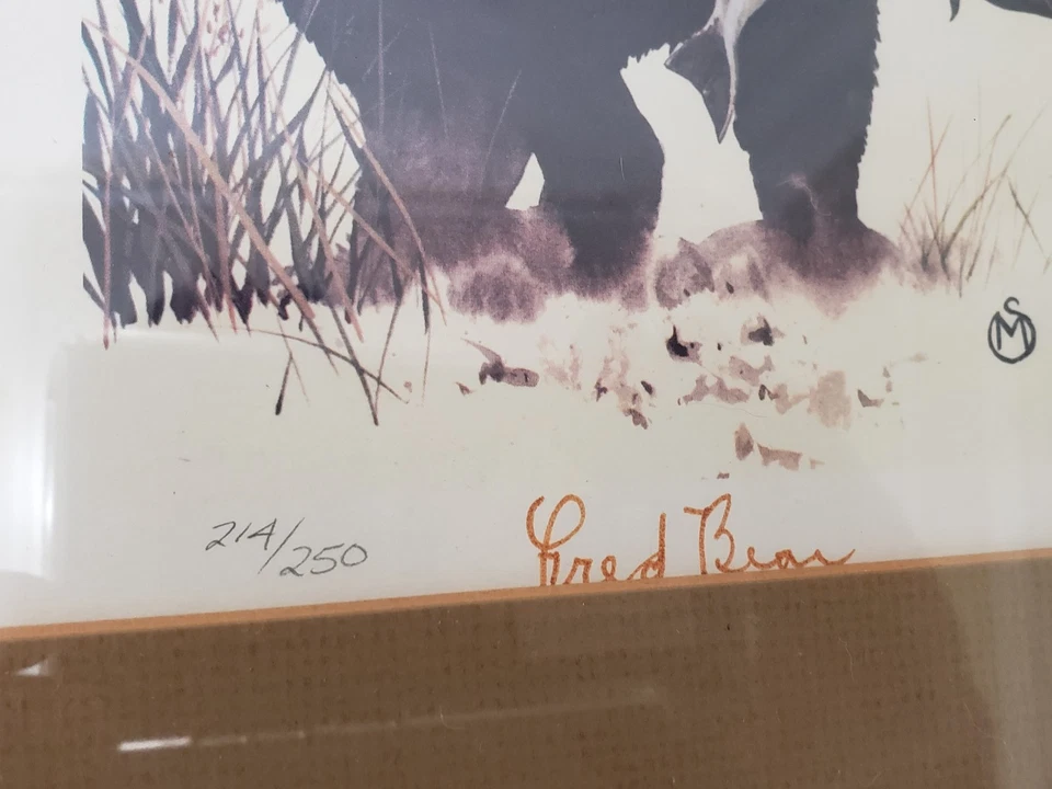 Impresión de vida silvestre firmada por Rod Lawrence y Fred Bear numerada 1978 - arte de tiro con arco de osos Foto 4 de 4