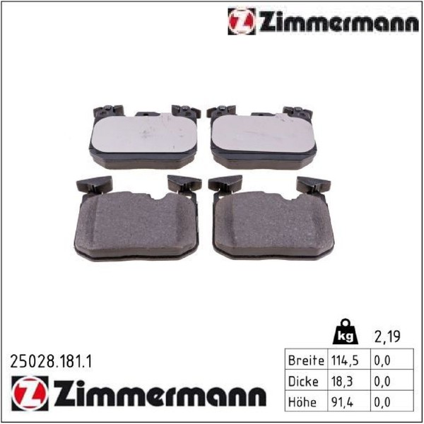 Zimmermann 25028.181.1 Bremsbelagsatz FüR Scheibenbremse Bremsbelagsatz-image