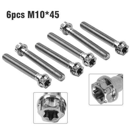 6Stücks Titan Schrauben Torx Kopf Flansch Schrauben M10x45mm Für Motorrad Silber - Photo 1/12