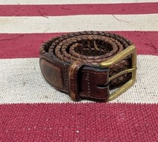 Brighton Brown Genuine Leather Woven Braided Belt Silver Buckle Men  s Size 36