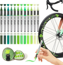 Acrylic Paint Markers 12 Green Colors, Open Stock, Durable Brush