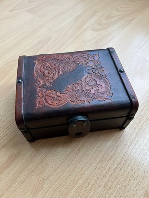 Schmuckschatulle aus Echt-Leder, handgefertigt hochwertig von MZ, Vintage 80er