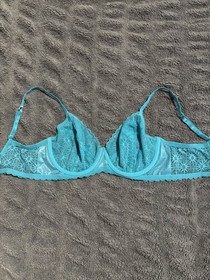 LA PERLA Studio Blue Turquoise Lace demi bra underwire mesh band