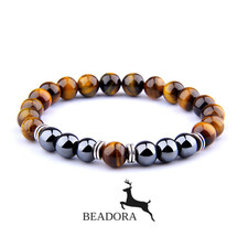 Beaded Bracelet Handmade Tiger Eye Natural Bracelet for Calming Stress Relief