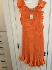 Free People Beach Mykonos Sweater Knit Beach Cover Up Dress SIZE MEDIUM Orange