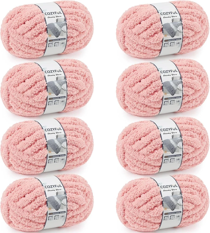 Pink Chunky Chenille Yarn 8 Pack - Super Bulky 25 yds - Image 3 of 4