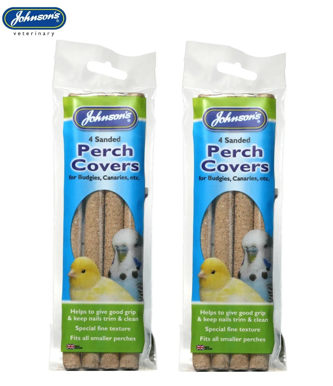 2 x Johnson's Sanded Perch Covers for Small Birds