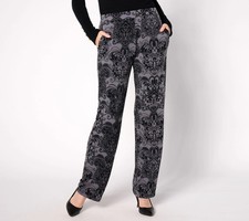 Susan Graver Printed Liquid Knit Sofia Straight Pants-Gray Night-3X-NEW-A618820