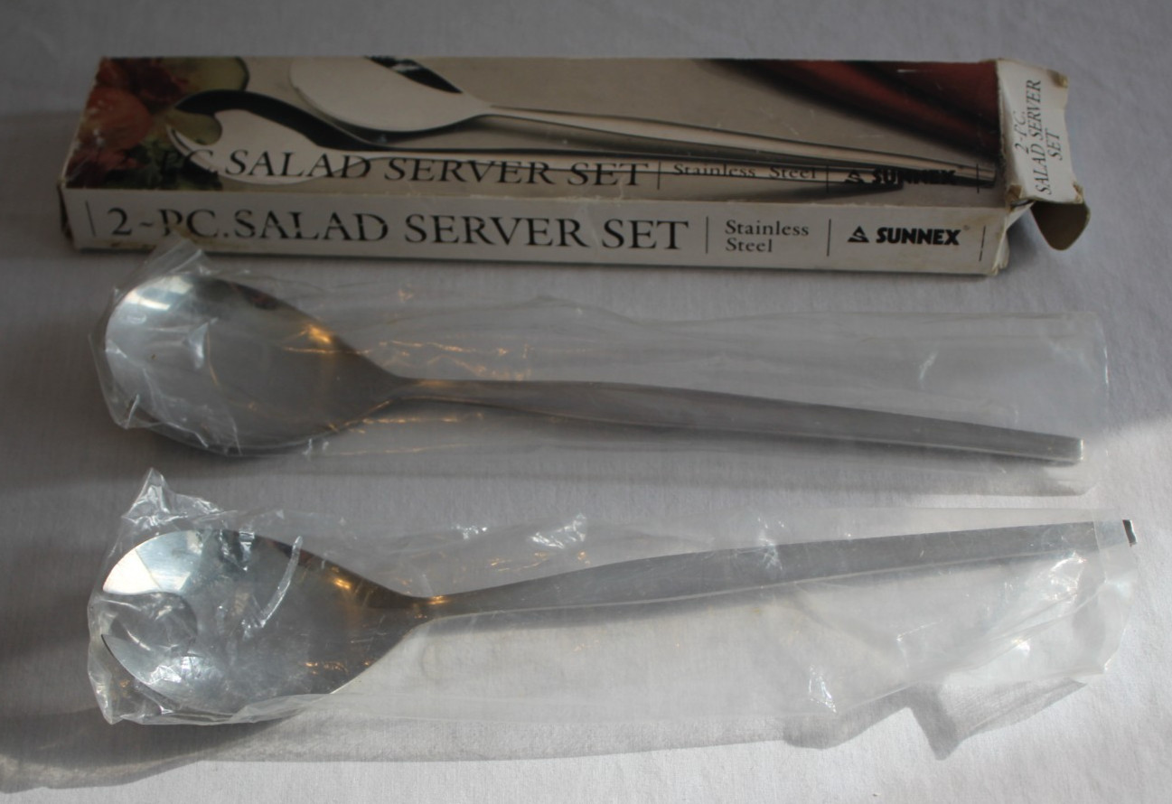 Sunnex 2 piece Salad Utensil Server Set Stainless Steel in Box