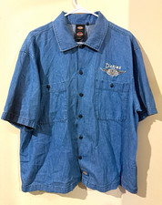 Dickies Men’s Blue Harley-Davidson Embroidered Short Sleeve Button Work Shirt