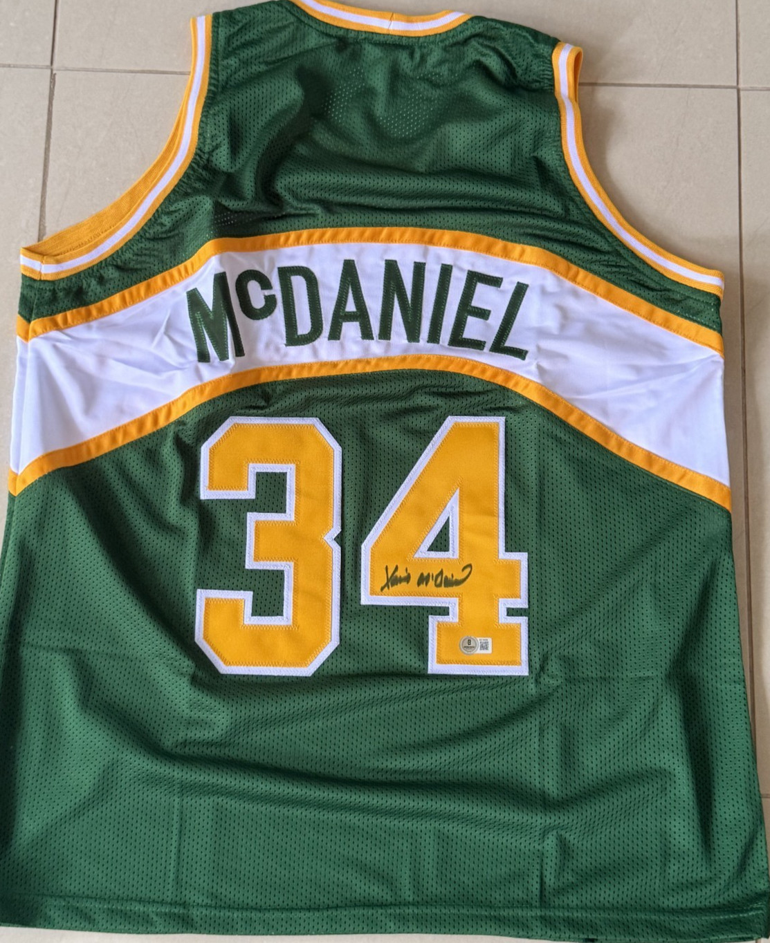 XAVIER MCDANIEL (34) Signed Seattle Supersonics NBA Jersey - Authenticated