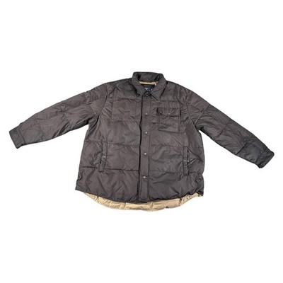 Polo Ralph Lauren Jacket Mens XL Black Brown Down Puffer Snap Front Quilted Warm