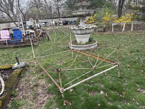 Antique Cast Iron Bed Headboard Footboard Rails Garden Art 76”x53”