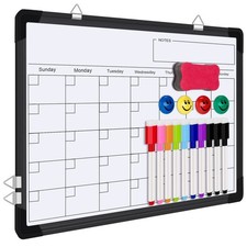Magnetic Dry Erase Monthly Calendar Whiteboard, 16x12, Black