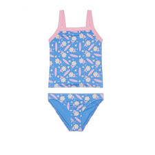 Roxy Lorem Tankini Swimsuit Kids Girl's 5 Blue Stretch Two-Piece Set RED1012