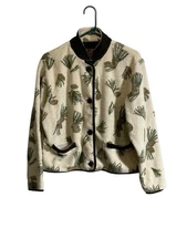 VTG Tsunami Womens Fleece Jacket Button Pinecone Pattern Holiday Festive Canada