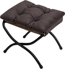 15"(H) Folding Footrest Stool, Upholstered Small Foldable Ottoman, Accent
