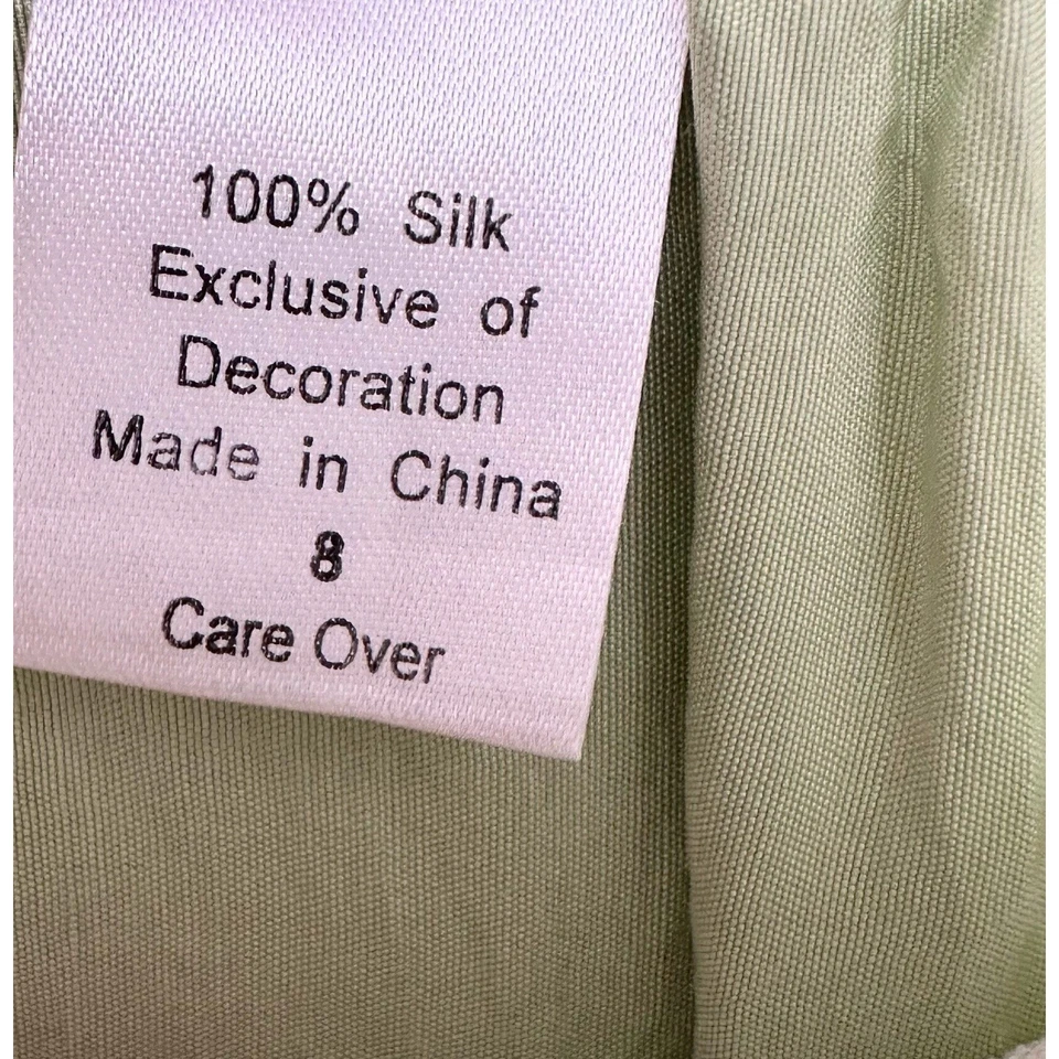 Garnet Hill Silk Tiered Midi Skirt Sage Green Women's Size 8 Boho Cottagecore - Image 4 of 4