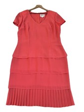 J Taylor Pink V-Neck Short Sleeve Layer Sheath Midi Dress Sz 16