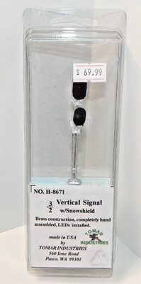 Tomar #H-8671 3/2 Vertical Signal w/Snowshield Operating, Brass, LEDs, NEW