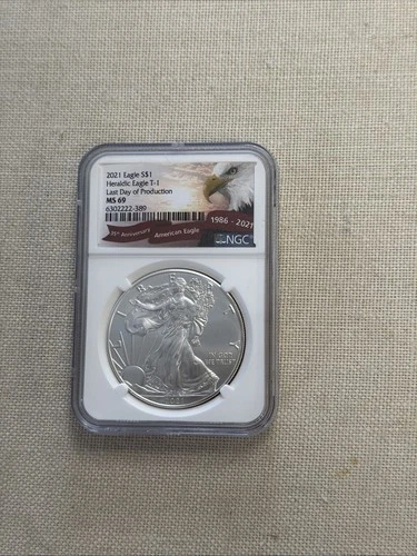 2021 $1 Type 1 American Silver Eagle NGC MS69 Brown Label