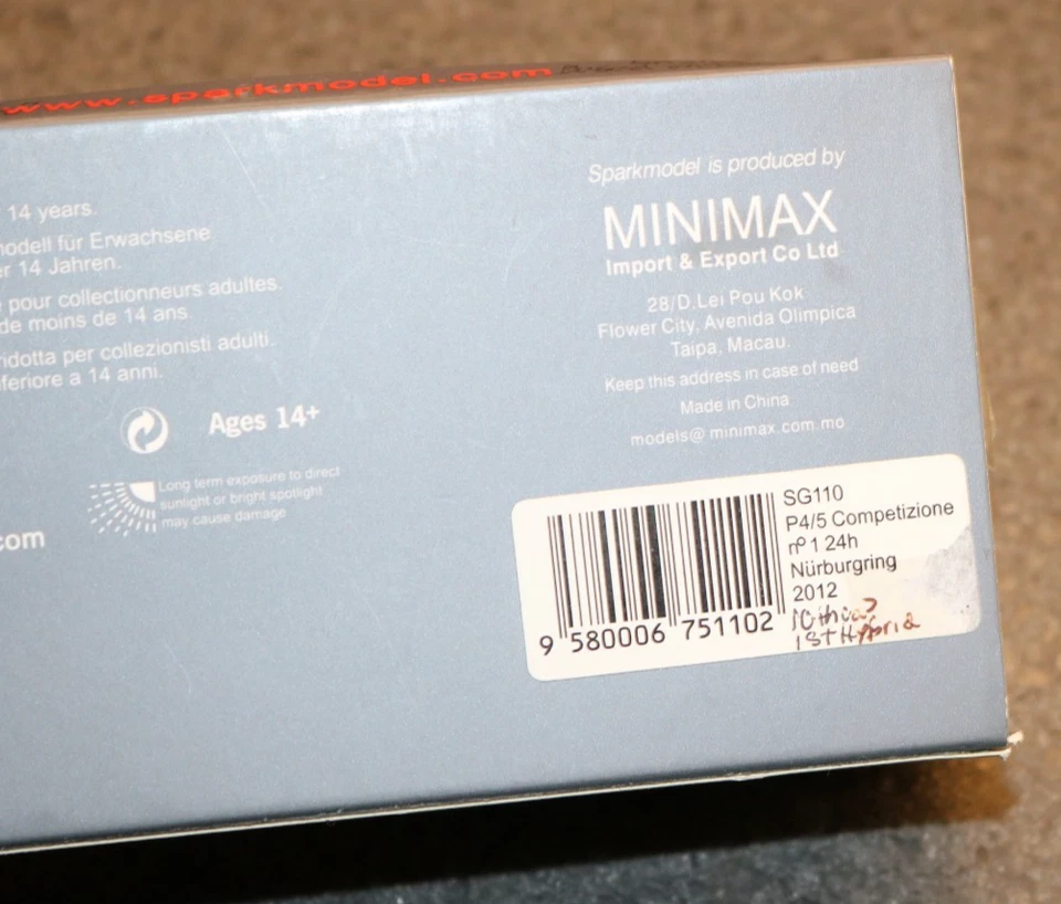 1/43 Spark 2012 Global Partner Ferrari P4/5 Competizione Nurburgring SG110 ¡NUEVO EN CAJA! Foto 3 de 3
