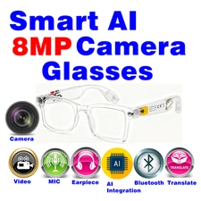 4K HD AI Smart Glasses- Camera, Chat, Bluetooth, Music Player, Translation