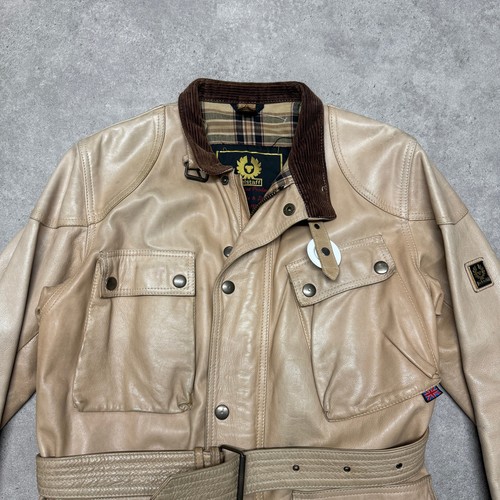 Vintage Belstaff Leather Jacket Size M Cream - Picture 2 of 4
