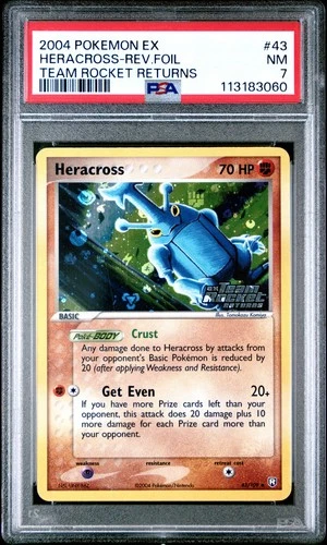 2004 POKEMON TEAM ROCKET RETURNS HERACROSS #43 REVERSE PSA 7 NM #113183060