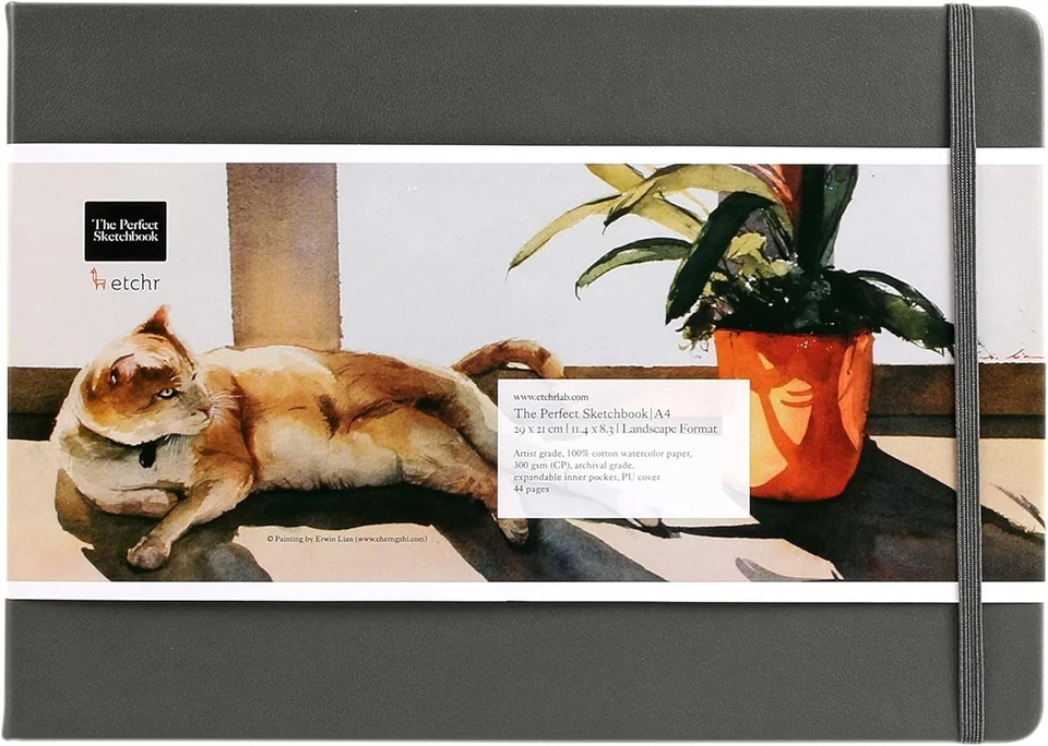 A4 Landscape Cotton Sketchbook - 100% Cold Press Paper - Image 3 of 4